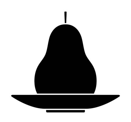 vector pear on plate isolated on white backgroundのイラスト素材