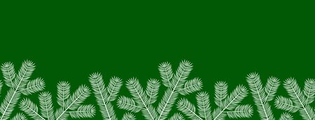 vector seamless border with spruce twigs on green backgroundのイラスト素材