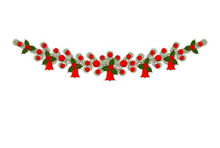 vector christmas garland isolated on white backgroundのイラスト素材