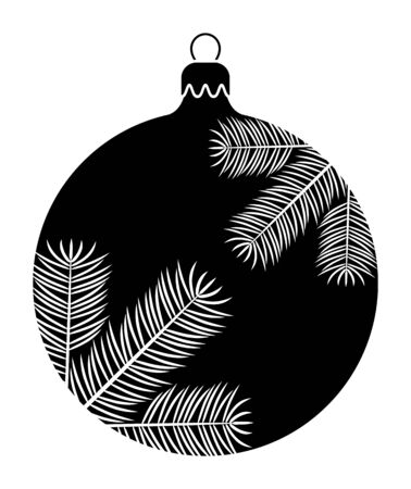 vector christmas ball with spruce twigs decor isolated on white backgroundのイラスト素材