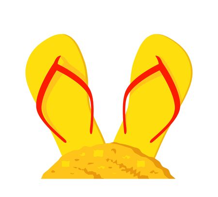 vector flip flops in sand isolated on white backgroundのイラスト素材