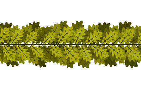 vector seamless oak leaves border isolated on white backgroundのイラスト素材