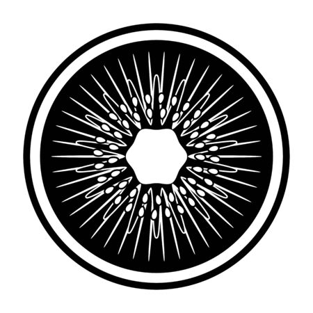 vector kiwi slice isolated on white backgroundのイラスト素材