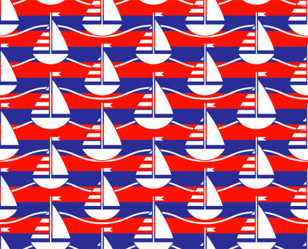 vector seamless texture with sailboats patternのイラスト素材