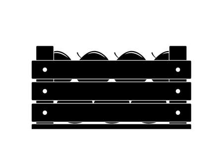 vector wooden crate of apples isolated on white backgroundのイラスト素材