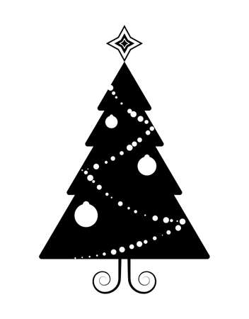 vector christmas tree isolated on white backgroundのイラスト素材
