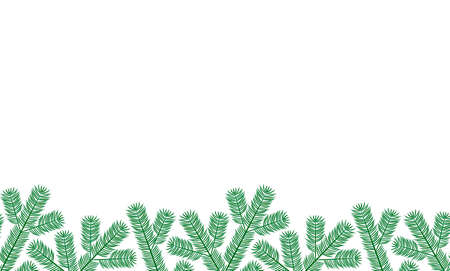 vector seamless border with spruce twigs on white backgroundのイラスト素材