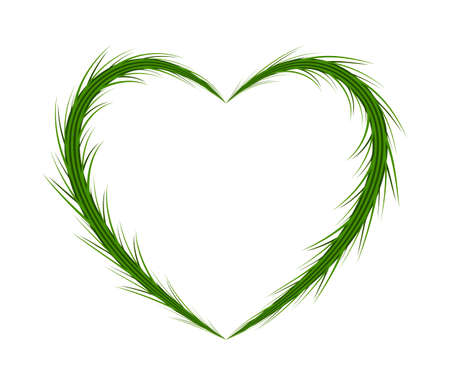 vector grass heart isolated on white backgroundのイラスト素材