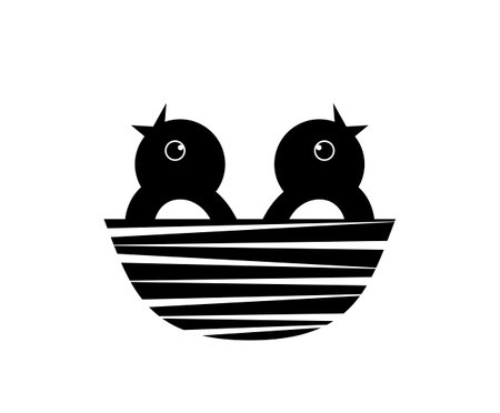 vector baby birds in the nest isolated on white backgroundのイラスト素材