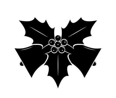 vector christmas bells and holly isolated on white backgroundのイラスト素材