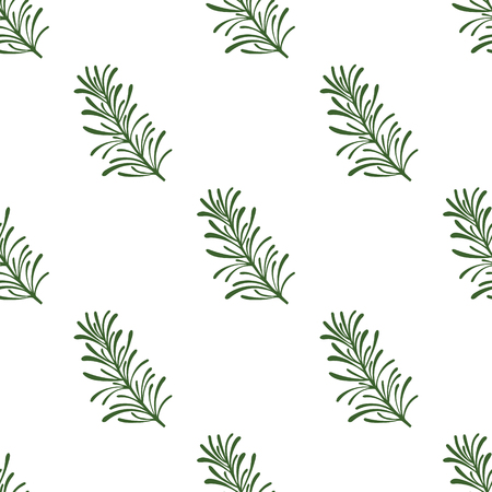 Rosemary seamless pattern with sample in swatch panel. Green herbal illustrationのイラスト素材