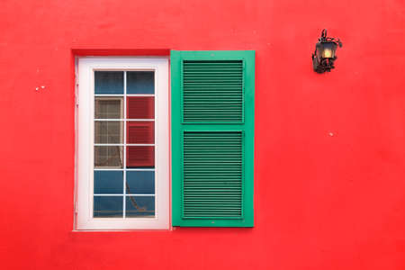 colorful window on the wallの写真素材