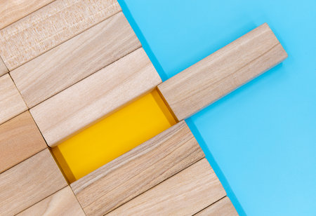 blank wooden blocks stack. business strategy template.の写真素材