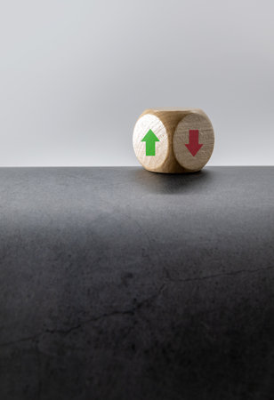 "Up, down" wooden block with arrowsの写真素材