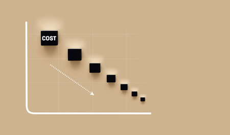 Wooden block cubes flipping cost to down. Cost down for more profit concepts