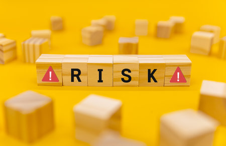 RISK - the inscription on wooden cubesの写真素材