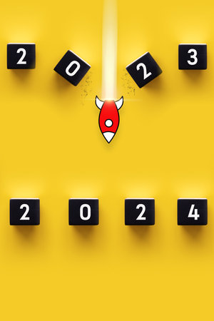 Express the process of changing to 2023 with wooden BLOCK