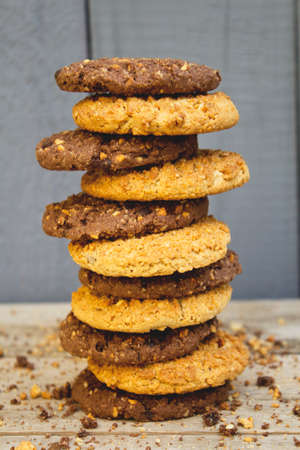 Cookies on wooden background.
