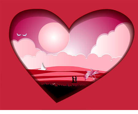 dating after getting married on the beach under a very beautiful moonのイラスト素材