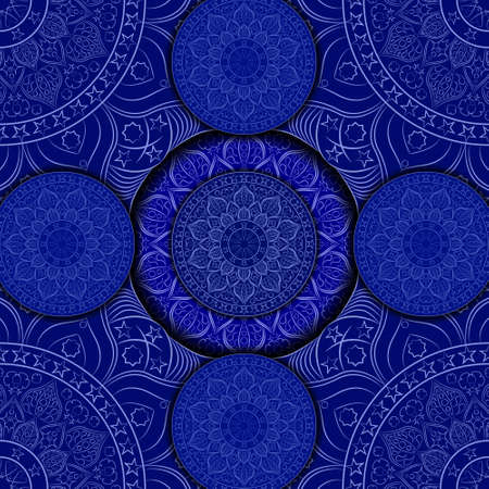 Ethnic floral pattern with vintage mandala elementsのイラスト素材