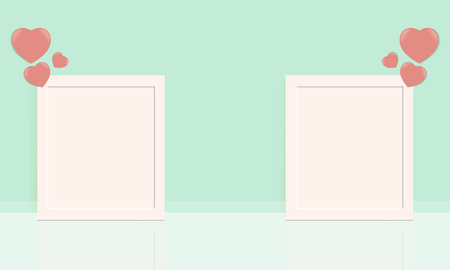 Vertical white photo frame mockup on the floor leaning against the room wallのイラスト素材