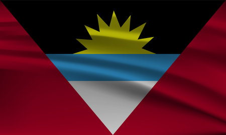 Flag of Antigua and Barbuda, with a wavy effect due to the wind.のイラスト素材