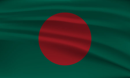 Flag of Bangladesh, with a wavy effect due to the wind.のイラスト素材