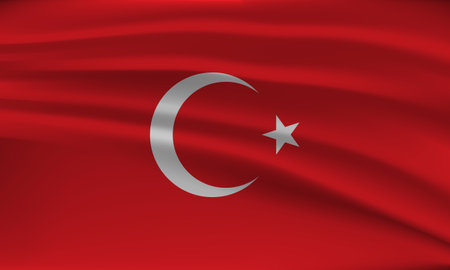 Flag of Turkey, with a wavy effect due to the wind.のイラスト素材