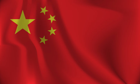 Flag of China, with a wavy effect due to the wind.のイラスト素材