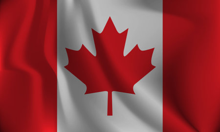 Flag of Canada, with a wavy effect due to the wind.のイラスト素材