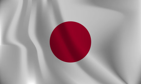 Flag of Japan, with a wavy effect due to the wind.のイラスト素材