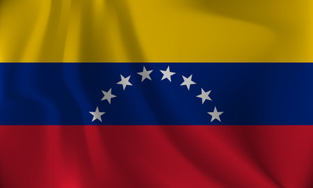 Flag of Venezuela, with a wavy effect due to the wind.のイラスト素材