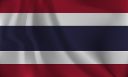 Flag of Thailand, with a wavy effect due to the wind.のイラスト素材