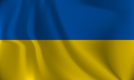 Flag of Ukraine, with a wavy effect due to the wind.のイラスト素材