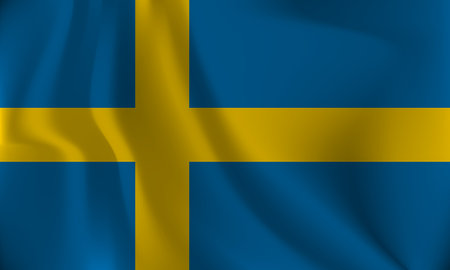 Flag of Sweden, with a wavy effect due to the wind.のイラスト素材