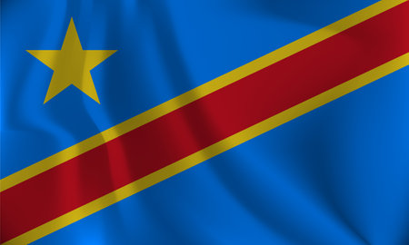 Flag of Democratic Republic of the Congo, with a wavy effect due to the wind.のイラスト素材