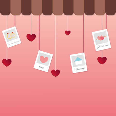 Valentine's day objects, Hearts and polaroid