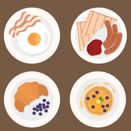 Food set, Breakfast and dessertsのイラスト素材