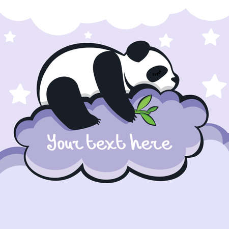 panda bear sleeping on the cloud.のイラスト素材