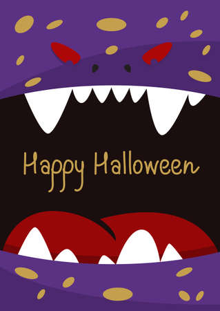 Halloween holiday gift card  with monster.のイラスト素材
