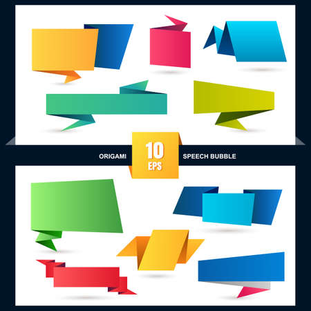 Abstract origami speech bubble set, vector background.のイラスト素材