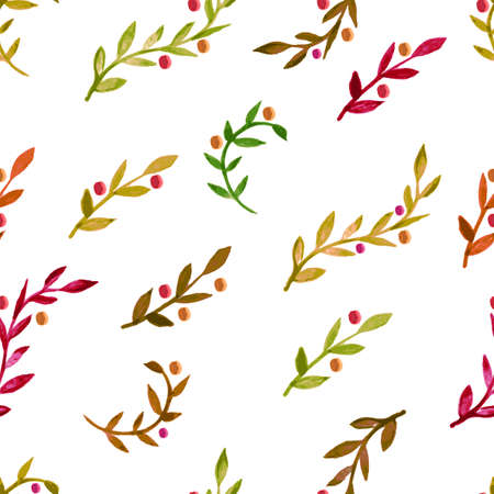 Watercolor vector seamless pattern with colorful autumn leaves.のイラスト素材
