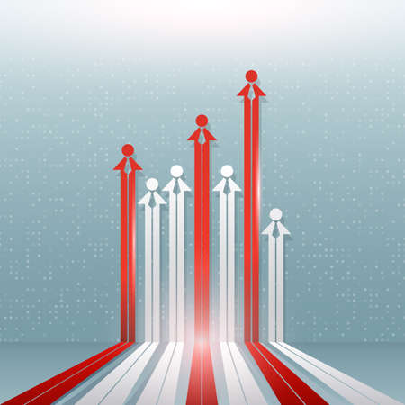 Business template background with men and arrows, vector illustration.のイラスト素材