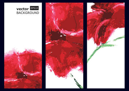 Red poppy, oil painting. Vector background.のイラスト素材