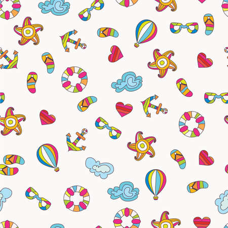 Summer sea holiday background. Vector seamless pattern.