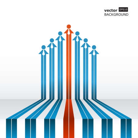 Business template background with men and arrows, illustration.のイラスト素材