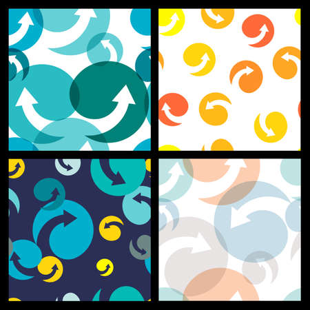 Set of seamless colorful patterns. Abstract  arrow and circle.のイラスト素材
