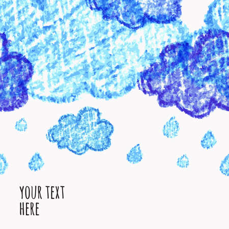 Pencil hand-drawn sketch clouds, vector seamless background.のイラスト素材