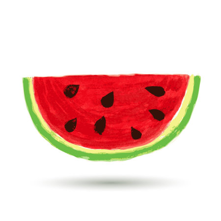 Watercolor painting, slice watermelon on white background. Vector illustration.のイラスト素材