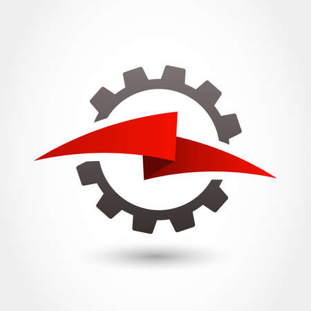 Vector design template. Gear and lightning shape, business technology abstract symbol.のイラスト素材